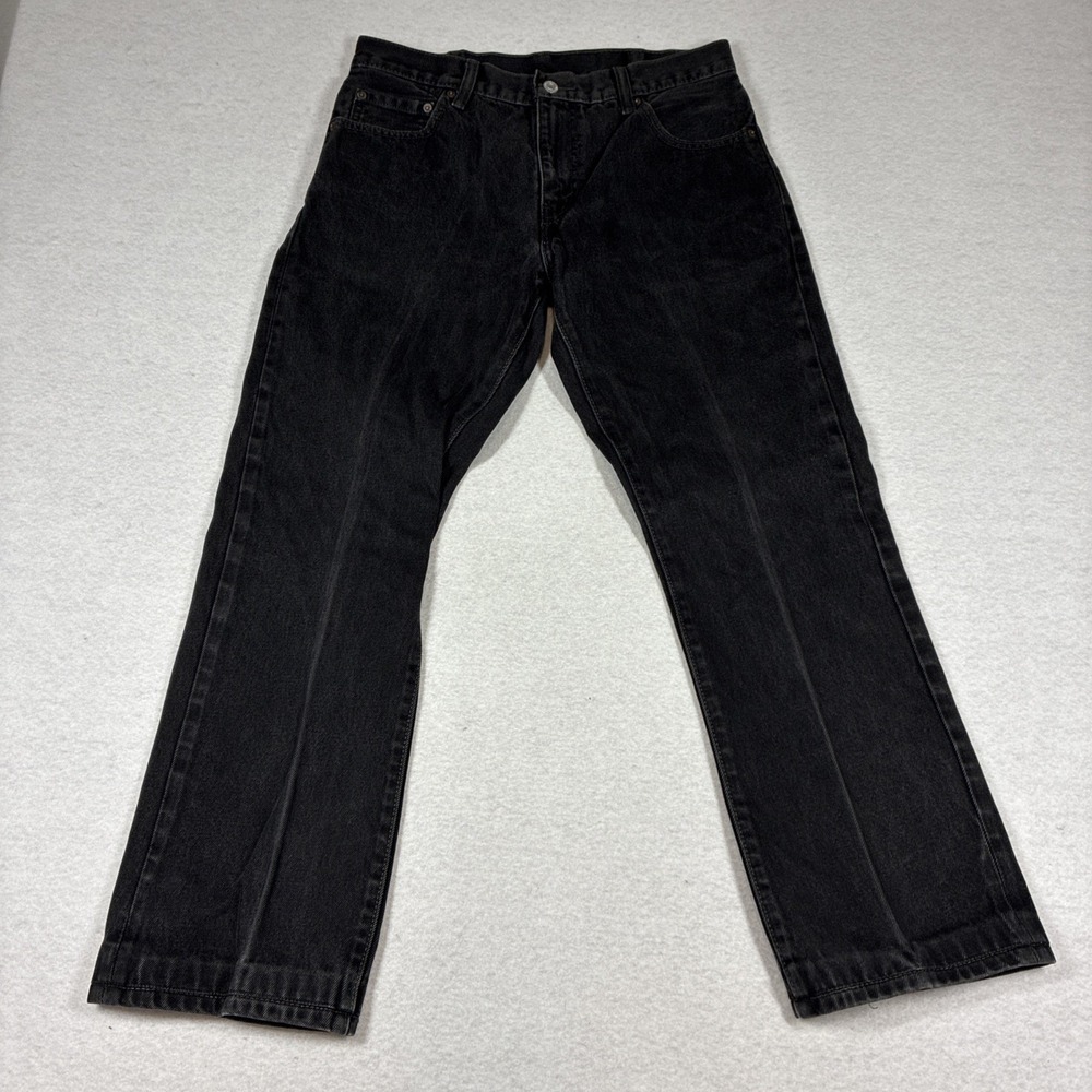 Levis 517 Mens Bootcut Jeans Faded Black Denim Pants 33x29 *Hemmed* Starched - Picture 2 of 15